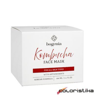 Маска для шкіри обличчя заспокійлива Bogenia Kombucha Face Mask з комбучею та антиоксидатами 100 мл