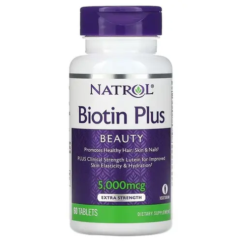 Биотин витамины для волос Natrol Biotin Plus 5000 мкг - 60 таблеток