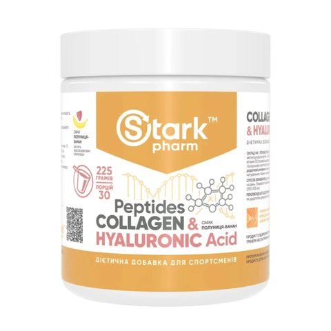 Пептиды коллагена Stark Pharm Collagen Peptides & Hyaluronic Acid - 225g Strawberry Banana (Клубника Банан)