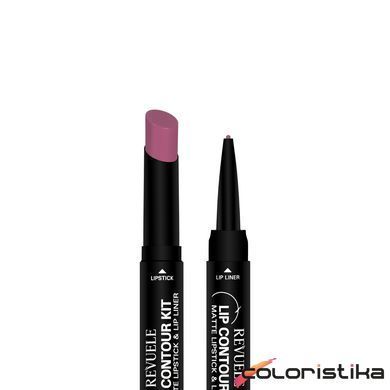 Помада матовая с карандашом для губ 2 в 1 Revuelle Lip Contour Kit тон 03 Сливовая, 1,8 + 0,2 г