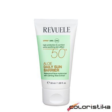 Сонцезахисний крем для обличчя Revuele Aloe Daily Sun Barrier SPF 50 зволожуючий 50 мл