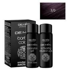 Система для камуфляжу сивини волосся і бороди у чоловіків DeMira Professional DeMen Barber Color 3.0 темний шатен (фарба 60 мл + окислювач 60 мл)