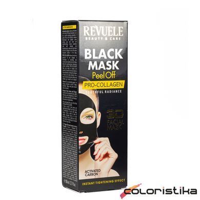 Черная маска для лица Revuele 3D Facial Peel Off Pro-Collagen Black Mask с проколлагеном 80 мл
