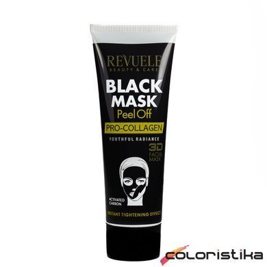 Черная маска для лица Revuele 3D Facial Peel Off Pro-Collagen Black Mask с проколлагеном 80 мл