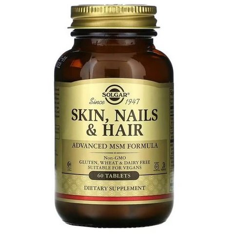 Вітаміни формула для волосся, шкіри, нігтів Solgar Skin, Nails & Hair Advanced MSM Formula - 60 таблеток