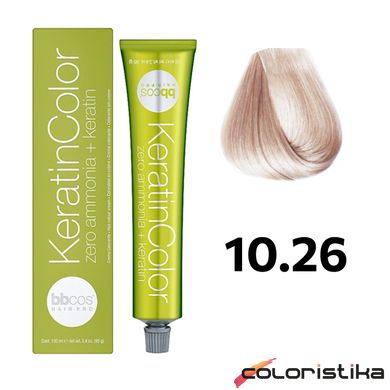 Безаммиачная краска для волос BBcos Keratin Color 10.26 блондин экстра светлый розовый 100 мл