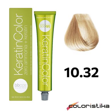 Безаммиачная краска для волос BBcos Keratin Color 10.32 блондин экстра светлый медовый 100 мл