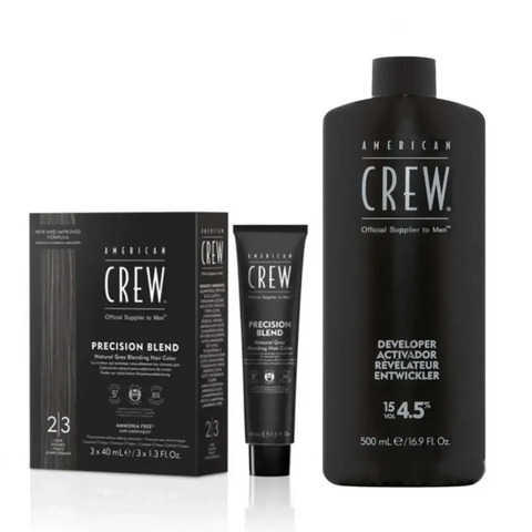 Система маскування сивини American Crew Dark Precision Blend Dark 2-3 рівень (фарба 3х40 мл + проявник 500 мл)