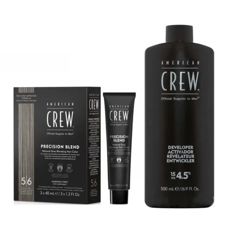 Система маскування сивини American Crew Dark Precision Medium Ash 5-6 рівень (фарба 3х40 мл + проявник 500 мл)