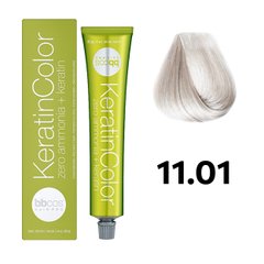 Безаміачна фарба для волосся BBcos Keratin Color 11.01 блондин дуже світлий натуральний попелястий 100 мл
