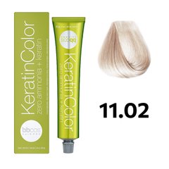 Безаміачна фарба для волосся BBcos Keratin Color 11.02 блондин дуже світлий перлинний 100 мл