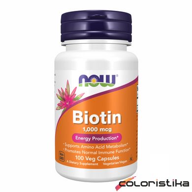 Биотин витамины для волос Now Foods Biotin 1000 мкг 100 капсул