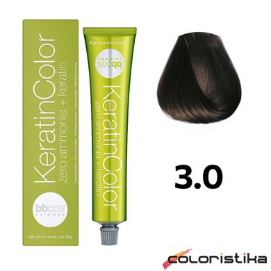 Безаміачна фарба для волосся BBcos Keratin Color 3.0 каштановий темний 100 мл