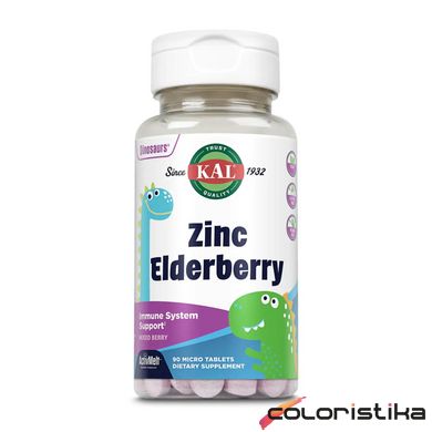 Цинк для дітей KAL Zinc Elderberry 5 мг - 90 таблеток зі смаком ягід