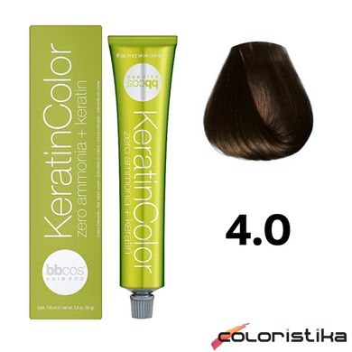 Безаммиачная краска для волос BBcos Keratin Color 4.0 натуральный каштановый 100 мл