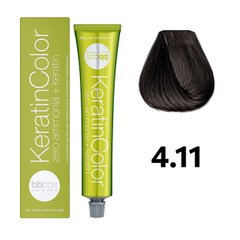 Безаміачна фарба для волосся BBcos Keratin Color 4.11 каштановий натуральний інтенсивний попелястий 100 мл