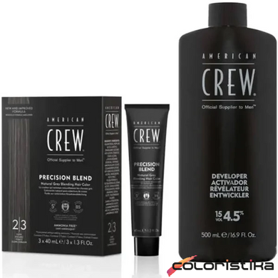 Система маскировки седины American Crew Dark Precision Blend Medium 4-5 уровень (краска 3х40 мл + проявитель 500 мл)