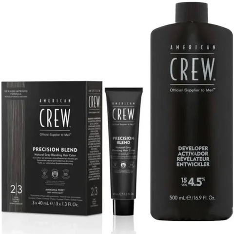 Система маскування сивини American Crew Dark Precision Blend Medium 4-5 рівень (фарба 3х40 мл + проявник 500 мл)