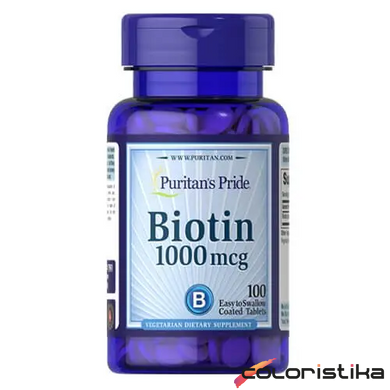 Біотин вітаміни для волосся Puritan's Pride Biotin 1000 мкг 100 капсул