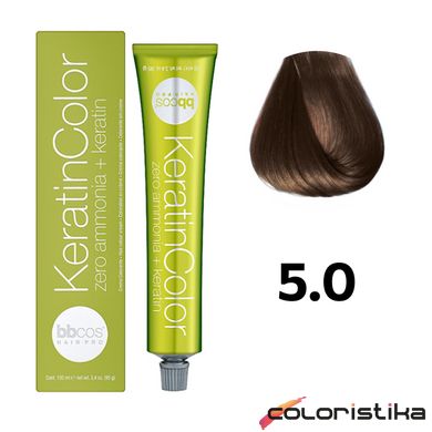 Безаміачна фарба для волосся BBcos Keratin Color 5.0 каштановий світлий 100 мл