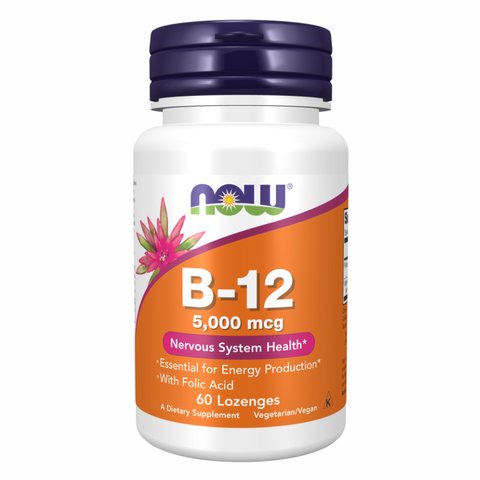 Вітамін B-12 з фолієвою кислотою Now Foods 5000 mcg - 60 tabs