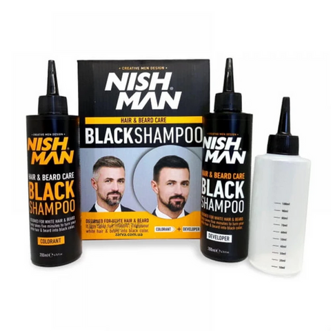 Шампунь для маскировки седины Nishman Hair&Beard Care Black Shampoo Bundle 2 x 200 мл