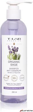 Шампунь проти лупи для чутливої шкіри голови T-Lab Professional Organics Sage Anti-Dandruff Shampoo,  250 мл