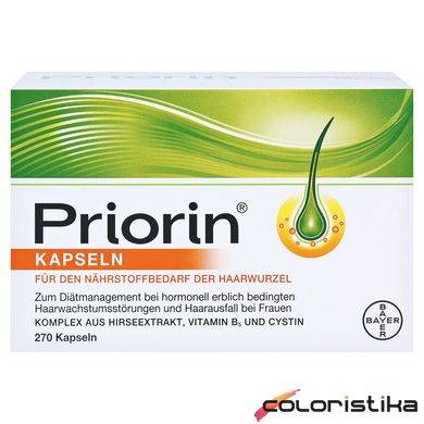 Пріорін німецькі вітаміни проти випадіння волосся Priorin Bayer 270 капсул (Вироблено в Німеччині)