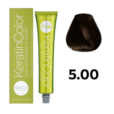 Безаміачна фарба для волосся BBcos Keratin Color 5.00 каштановий світлий інтенсивний 100 мл