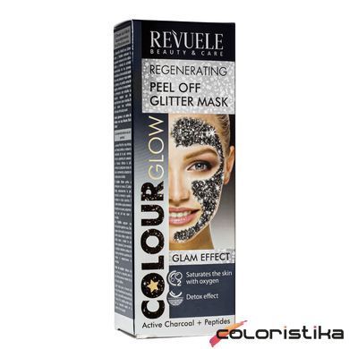 Маска пленка для лица регенерирующая Revuele Color Glow Regenerating Pell-Off Glitter Mask
