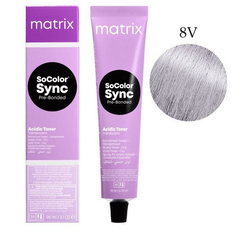 Безаміачна фарба для волосся Matrix SoColor Sync Pre-Bonded Acidic 8V, фіолетовий 90 мл