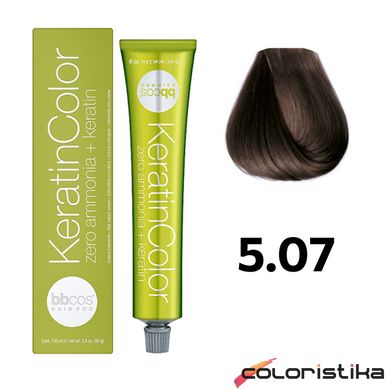 Безаміачна фарба для волосся BBcos Keratin Color 5.07 каштановий світлий табачний 100 мл