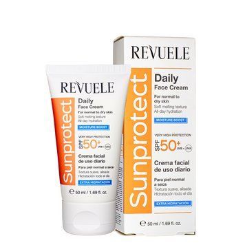 Крем для обличчя сонцезахисний SPF 50+ для нормальної та сухой шкіри Revuele 50 мл