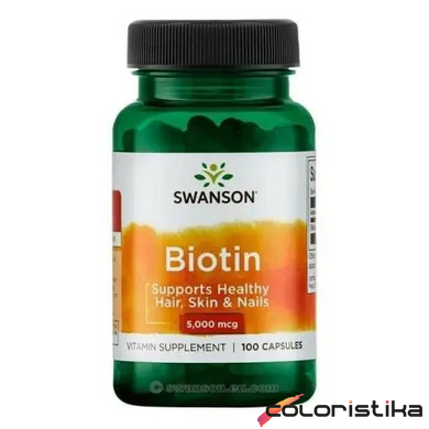 Біотин вітаміни для волосся Swanson Biotin 5000 мкг - 100 капсул