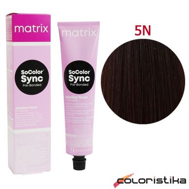 Безаммиачная краска для волос Matrix SoColor Sync Pre-Bonded Alkaline 5N Светлый натуральный шатен 90 мл