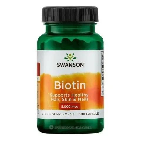 Биотин витамины для волос Swanson Biotin 5000 мкг – 100 капсул