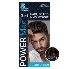 Камуфляж-фарба JOANNA POWER MEN для чоловіків 3 в1 для волосся, бороди та вусів 04 коричнева 60 мл