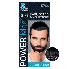 Камуфляж-фарба JOANNA POWER MEN для чоловіків 3 в1 для волосся, бороди та вусів 02 т-коричнева 60 мл