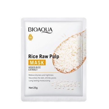 Тканинна маска для обличчя відбіллюючв Bioaqua Rice Raw Pulp Mask з рисовим екстрактом