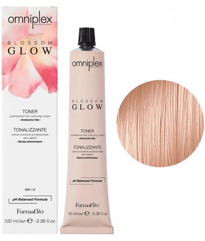 Безаммиачная краска для волос FarmaVita Omniplex Blossom Glow Toner 100 мл 10.43 Платиновый медно-золотистый блондин