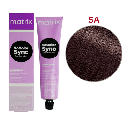 Безаммиачная краска для волос Matrix SoColor Sync Pre-Bonded Acidic 5А, пепельный брюнет 90 мл