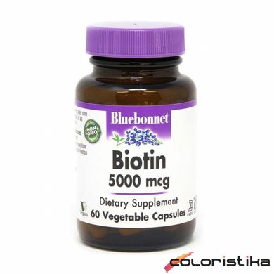 Биотин витамины для волос Bluebonnet Biotin 5000 мкг – 60 капсул