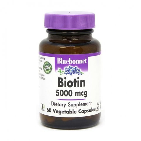 Биотин витамины для волос Bluebonnet Biotin 5000 мкг – 60 капсул