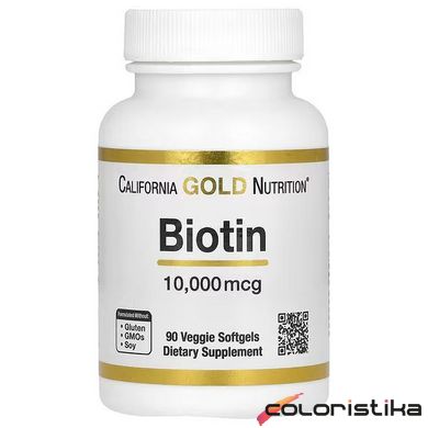 Биотин витамины для волос California Gold Nutrition Biotin 10000 мкг – 90 капсул