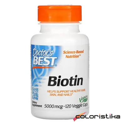 Біотин вітаміни для волосся Doctor's Best Biotin 5000 мкг - 120 вегетаріанських капсул