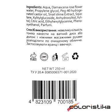 Тонік для обличчя Hollyskin Snail Skin Toner з муцином равлика 250 мл