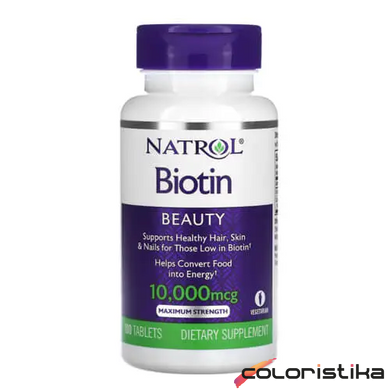 Биотин витамины для волос Natrol Biotin 10000 мкг - 100 таблеток